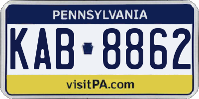 PA license plate KAB8862