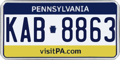 PA license plate KAB8863