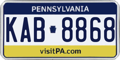 PA license plate KAB8868