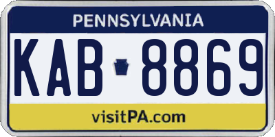 PA license plate KAB8869