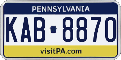 PA license plate KAB8870