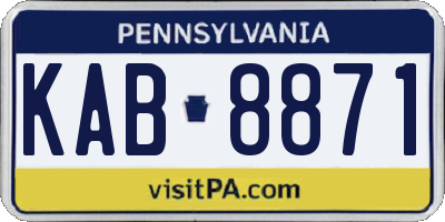 PA license plate KAB8871