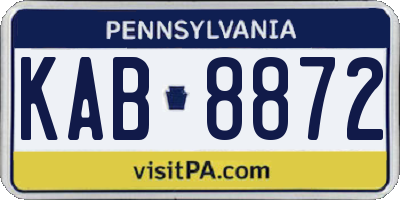 PA license plate KAB8872