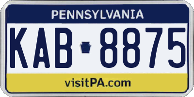 PA license plate KAB8875