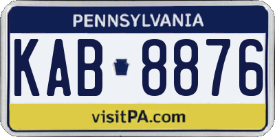 PA license plate KAB8876