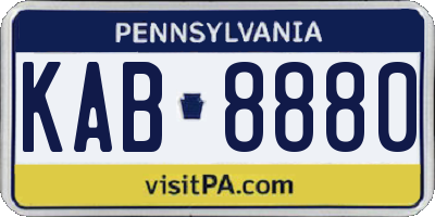 PA license plate KAB8880