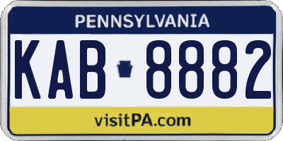 PA license plate KAB8882