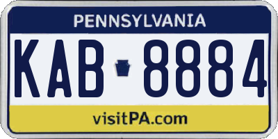 PA license plate KAB8884