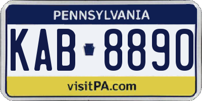 PA license plate KAB8890