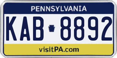 PA license plate KAB8892