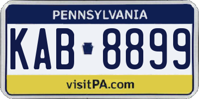 PA license plate KAB8899