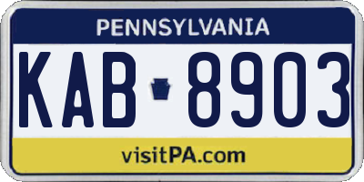 PA license plate KAB8903