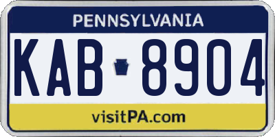 PA license plate KAB8904