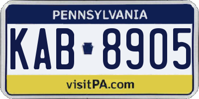 PA license plate KAB8905