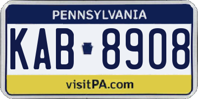 PA license plate KAB8908
