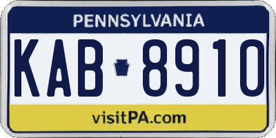 PA license plate KAB8910