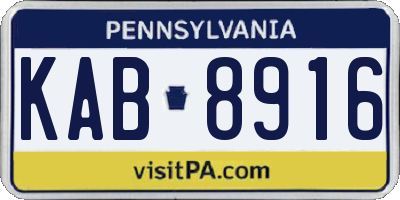 PA license plate KAB8916