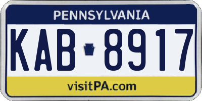 PA license plate KAB8917