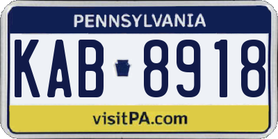 PA license plate KAB8918
