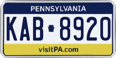 PA license plate KAB8920