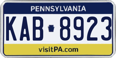 PA license plate KAB8923