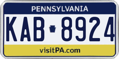 PA license plate KAB8924