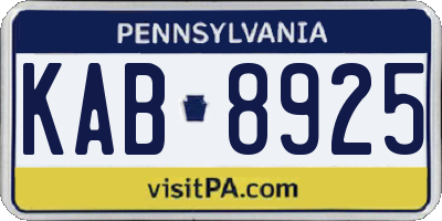 PA license plate KAB8925