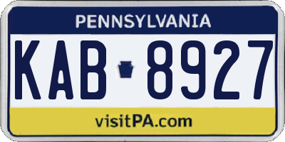PA license plate KAB8927