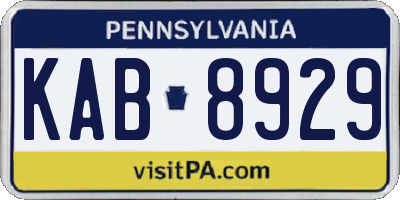 PA license plate KAB8929