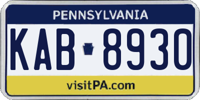 PA license plate KAB8930