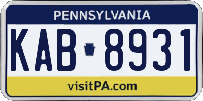 PA license plate KAB8931
