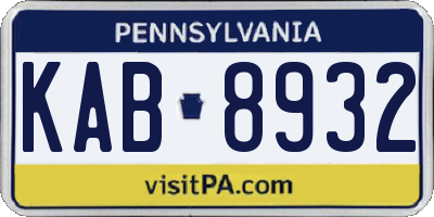 PA license plate KAB8932