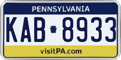 PA license plate KAB8933