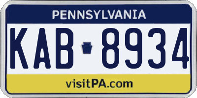 PA license plate KAB8934