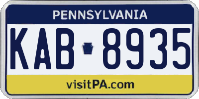 PA license plate KAB8935