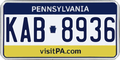 PA license plate KAB8936