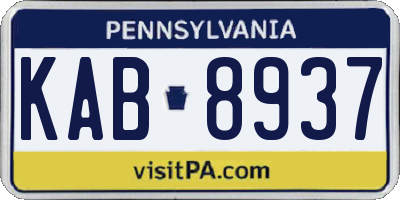 PA license plate KAB8937