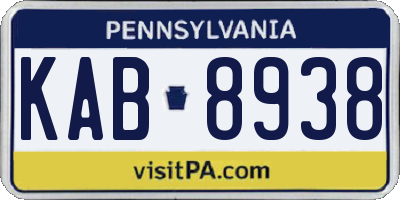 PA license plate KAB8938