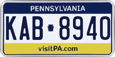 PA license plate KAB8940