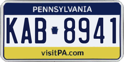PA license plate KAB8941