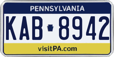 PA license plate KAB8942