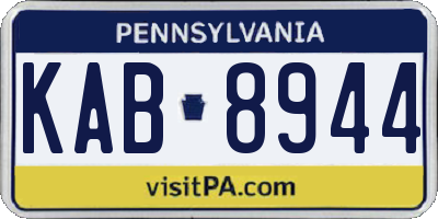 PA license plate KAB8944