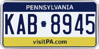 PA license plate KAB8945