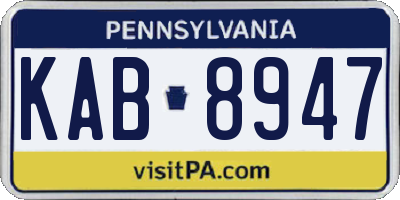 PA license plate KAB8947