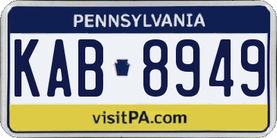 PA license plate KAB8949