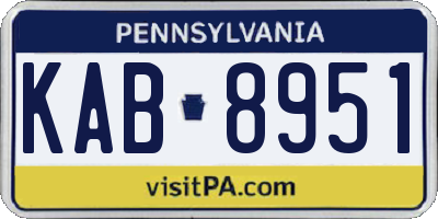 PA license plate KAB8951