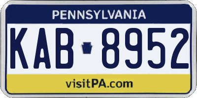 PA license plate KAB8952
