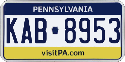 PA license plate KAB8953