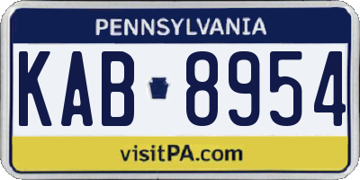 PA license plate KAB8954