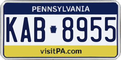 PA license plate KAB8955